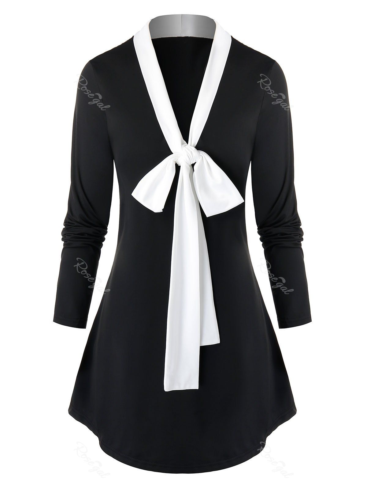 

Plus Size Bow Tie Tunic T Shirt, Black