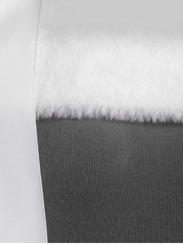 

Christmas Bow Tie Shoulder Faux Fur Insert High Low Flare Dress, Gray