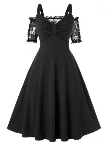[28% OFF] A Line Mesh Trim Plus Size Sweetheart Dress | Rosegal