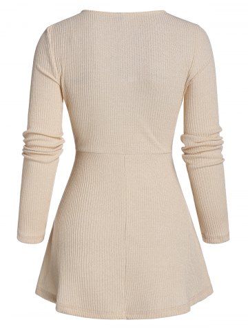 Button Wrap Longline A Line Sweater, Apricot