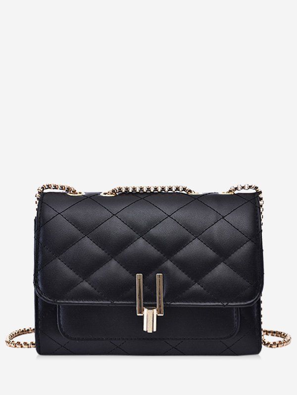 

Rectangle Quilted Chain Crossbody Bag, Black