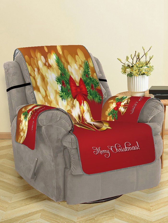 

Merry Christmas Bell Printed Couch Cover, Red