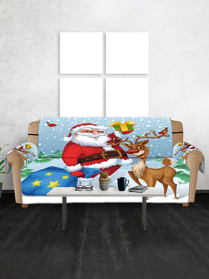 

Father Christmas Gift Printed Couch Cover, Red