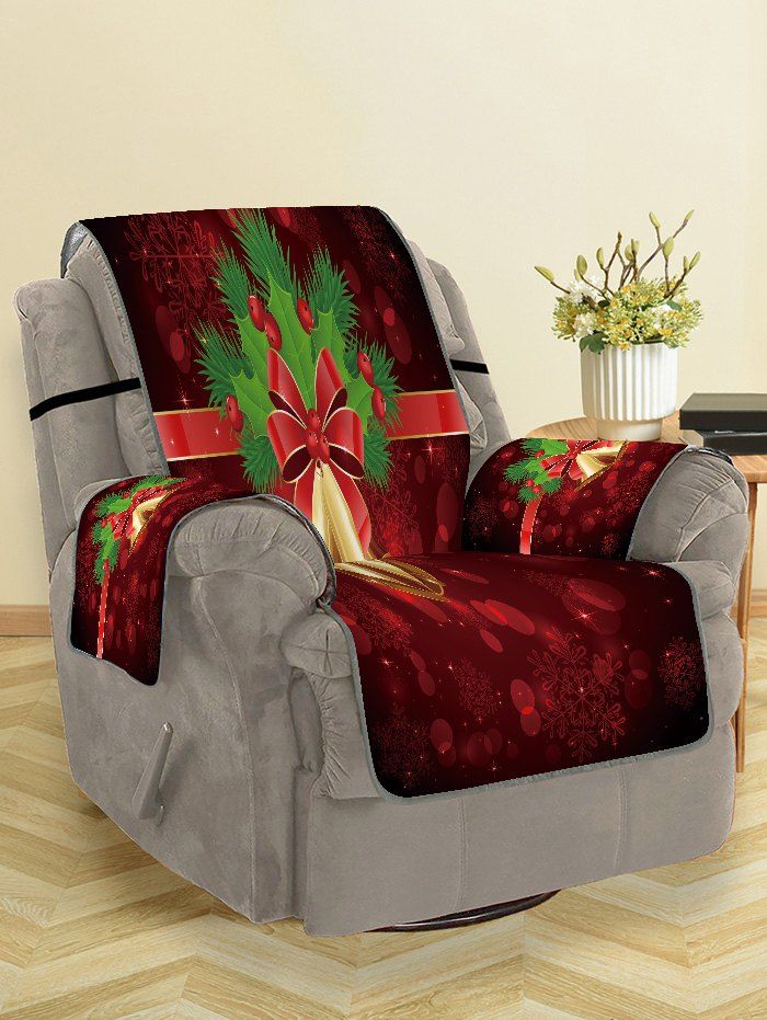 

Christmas Bell Printed Couch Cover, Firebrick