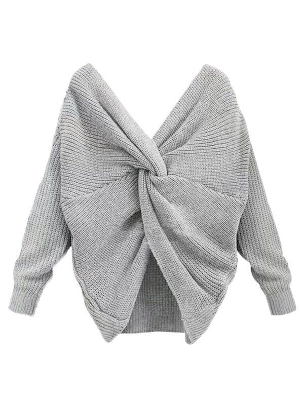 

Dolman Twist-front Sweater, Gray