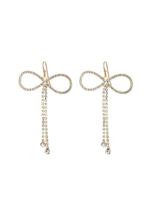 

Rhinestone Hollow Bowknot Drop Earrings, Gold