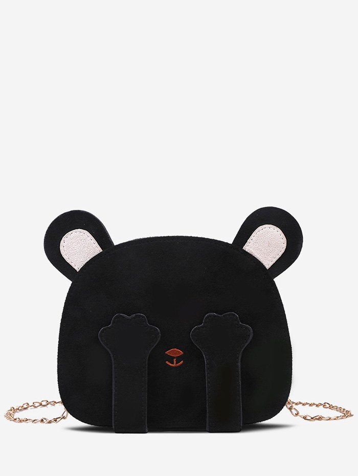 

Bear Face Shape Chain Shoulder Bag, Black