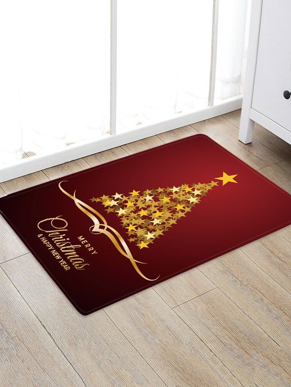 

Christmas Tree Stars Pattern Floor Rug, Multi