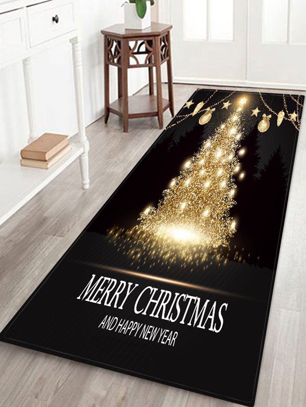 

Merry Christmas Tree Star Design Floor Rug, Multi