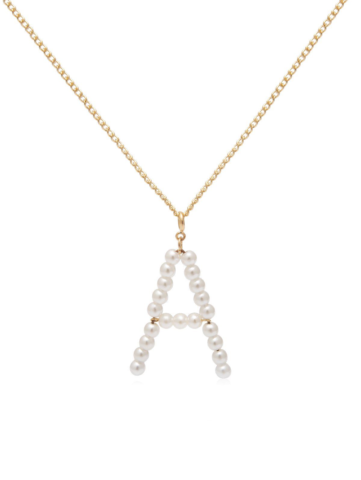 

Brief Faux Pearl Letter Chain Pendant Necklace, Gold