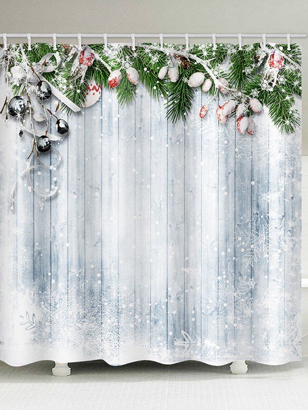 46 Off Christmas Wooden Design Waterproof Shower Curtain Rosegal