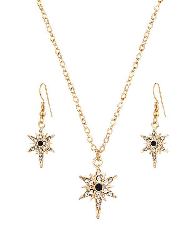 

European Style Star Rhinestone Pendant Jewelry Set, Gold