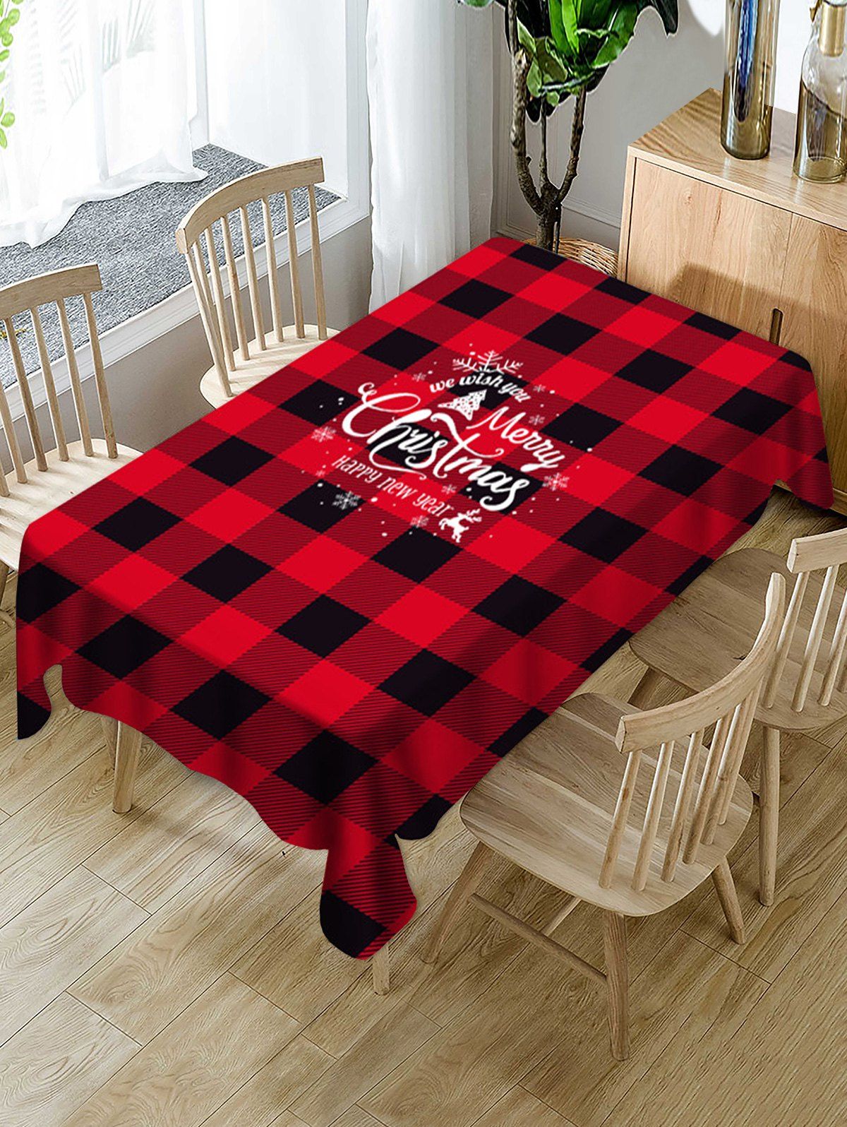 

Merry Christmas Plaid Table Cloth, Multi