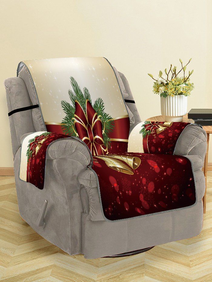 

Christmas Bell Snowflake Couch Cover, Firebrick