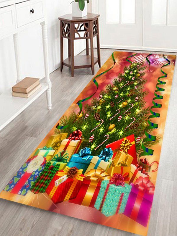 

Christmas Tree Gift Floor Rug, Dark orange