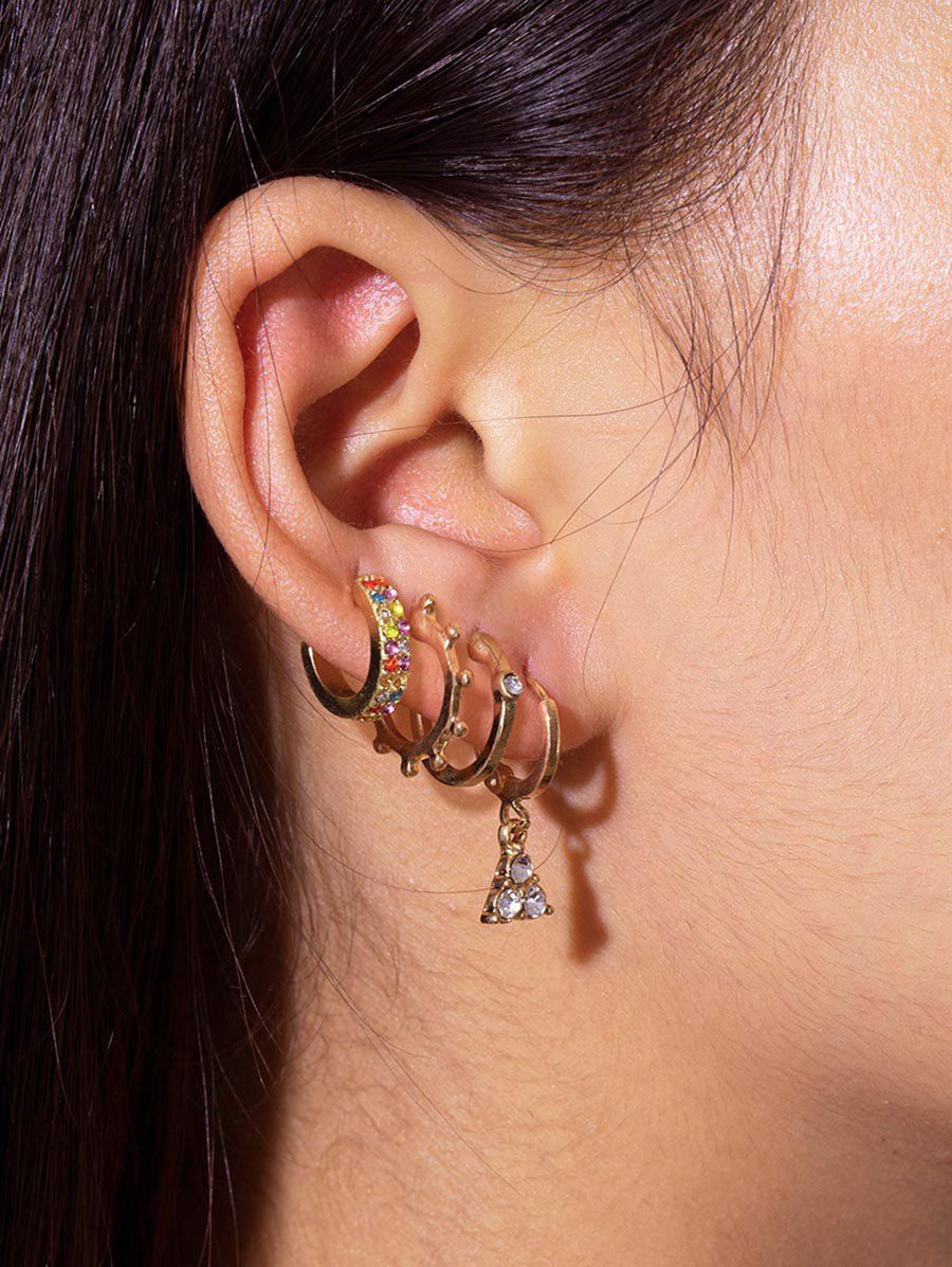 

Colorful Rhinestone Clip Earring Set, Gold
