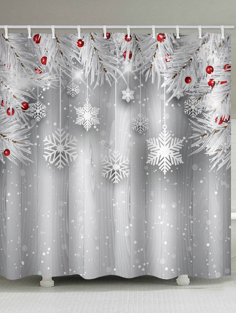 white snowflake shower curtain hooks