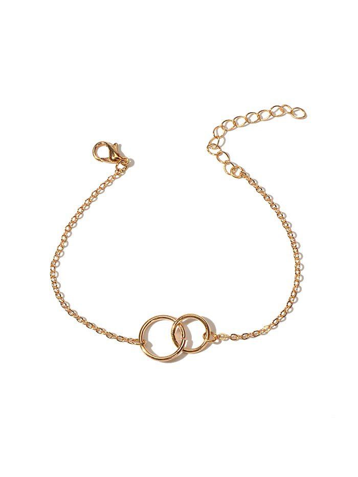 

Brief Chain Double Circle Bracelet, Gold