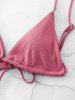 Ribbed Padded Low Waisted Bikini Swimwear -  