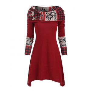 

Elk Plaid Knitted Multiway Mini Dress, Red wine