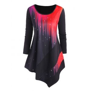 

Plus Size Ombre Color Asymmetric T Shirt, Black