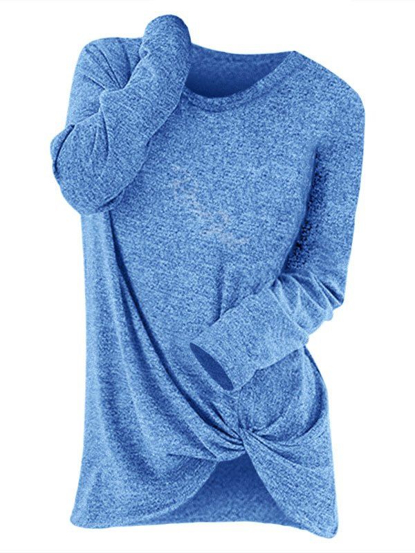 

Plus Size Space Dye Front Twist T Shirt, Dodger blue