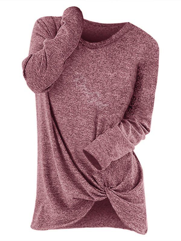 

Plus Size Space Dye Front Twist T Shirt, Tulip pink