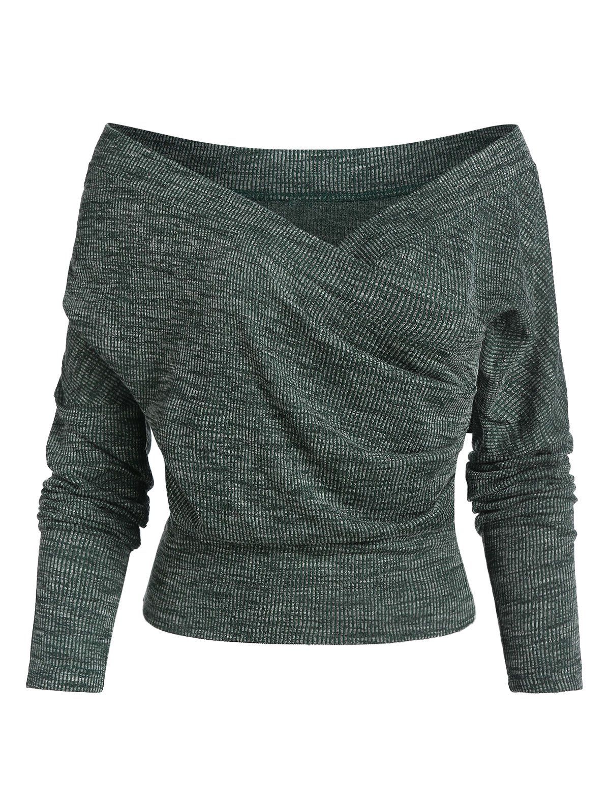 ribbed surplice sweater