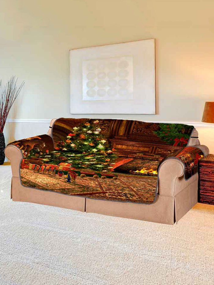 

Christmas Tree Gift Printing Couch Cover, Multi