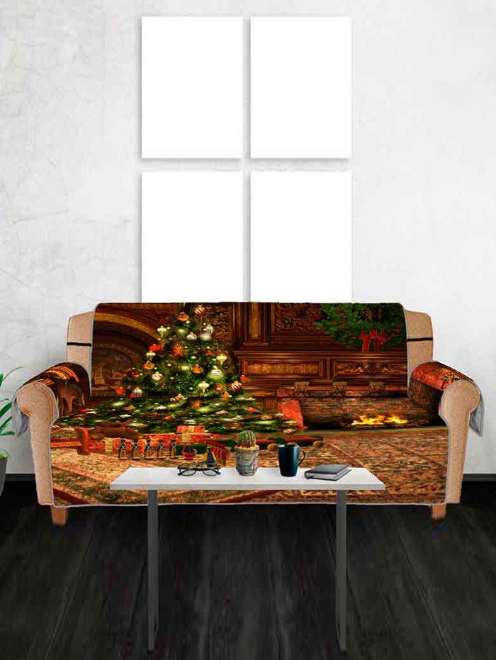 

Christmas Tree Gift Printing Couch Cover, Multi