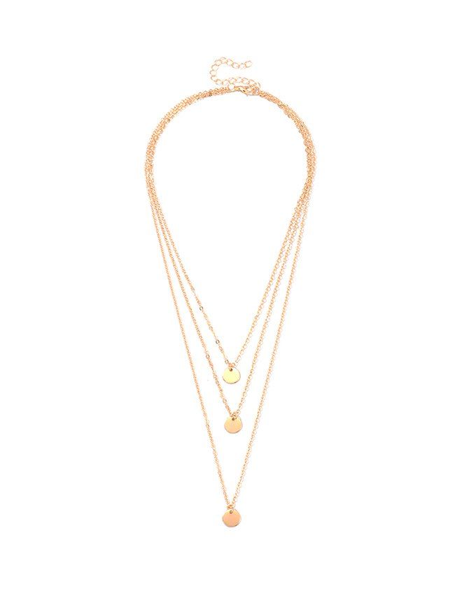 

Alloy Sequin Layered Necklace, Gold