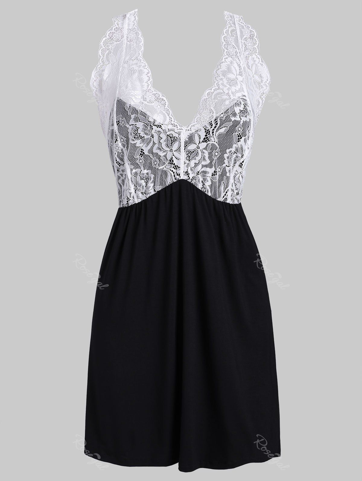 

Plus Size Lace Panel Night Dress, Black