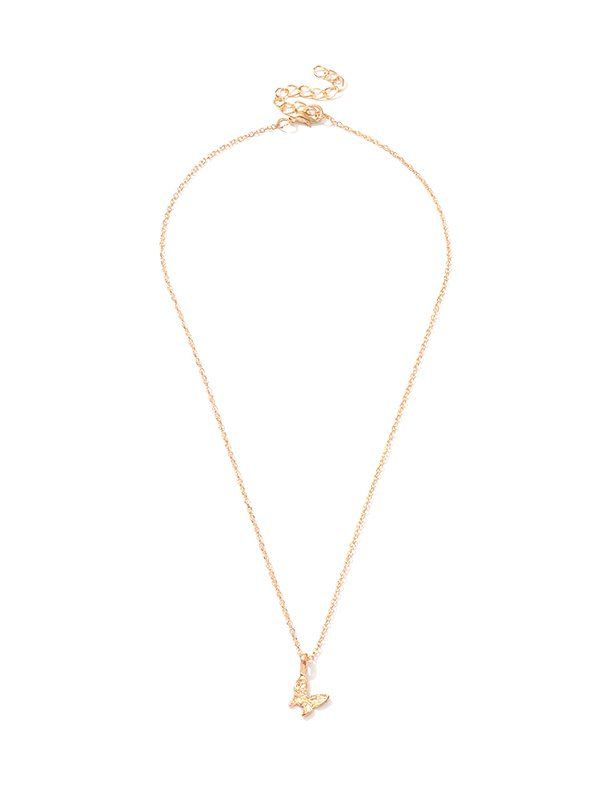 

Carved Butterfly Shape Pendant Necklace, Gold