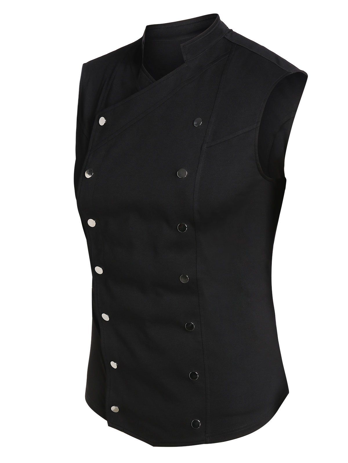 

Snap Buttons Fitted Vest, Black