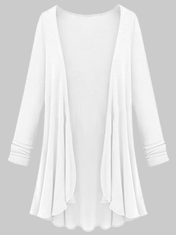 

Plus Size Plain Longline Cardigan, White