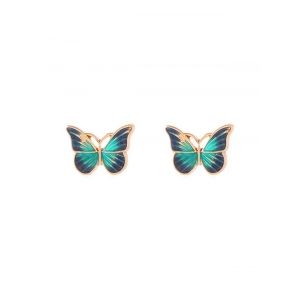 

Drops Oil Butterfly Stud Earrings, Green