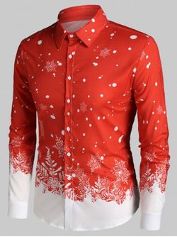 Camisa Manga Larga Estampado Copo de Nieve Navidad - RED - M