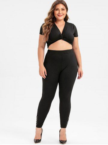 

Plus Size O-ring High Waisted Leggings, Black