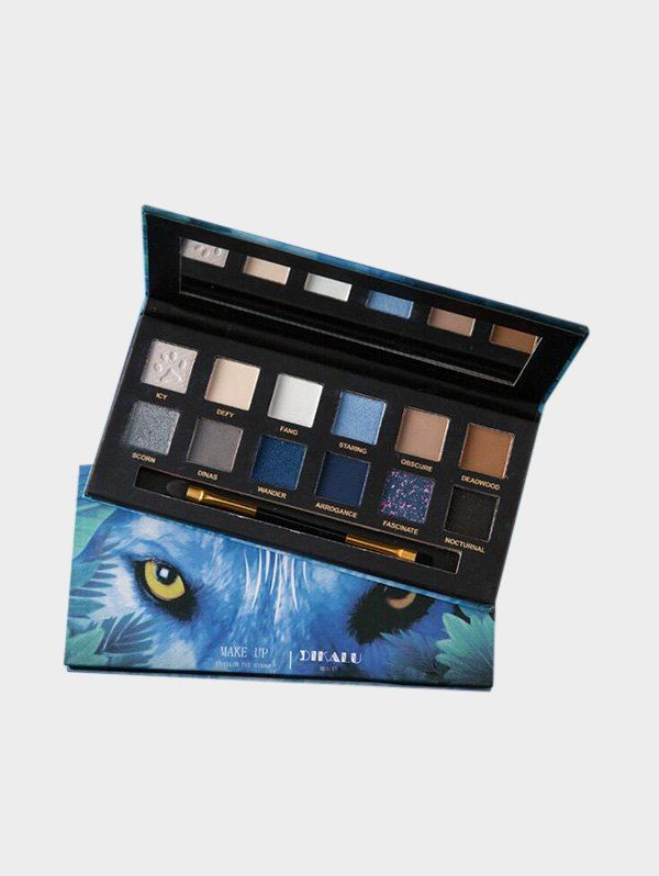 

12 Color Animal Print Waterproof Glitter Eyeshadow Palette, Multi-c