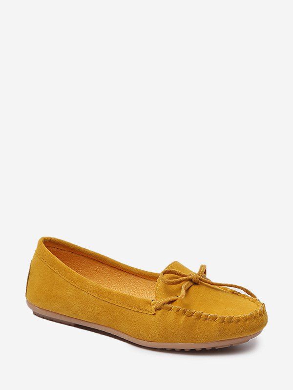 

Bowknot Embellished Suede Doug Shoes, Yellow