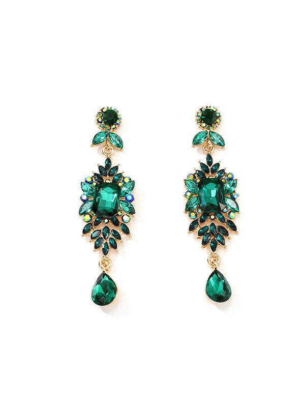 

Alloy Faux Gem Water Drop Layered Earrings, Green