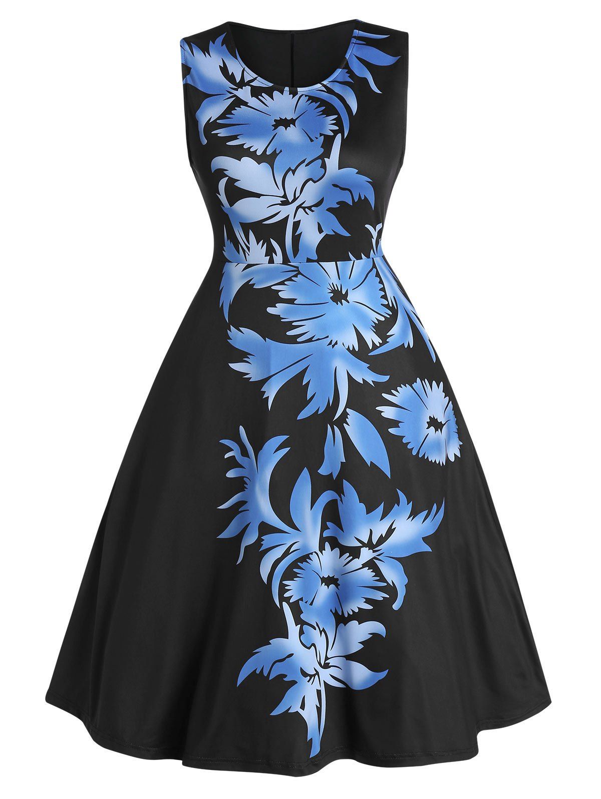 

Flower Print Sleeveless Mini Dress, Multi-a