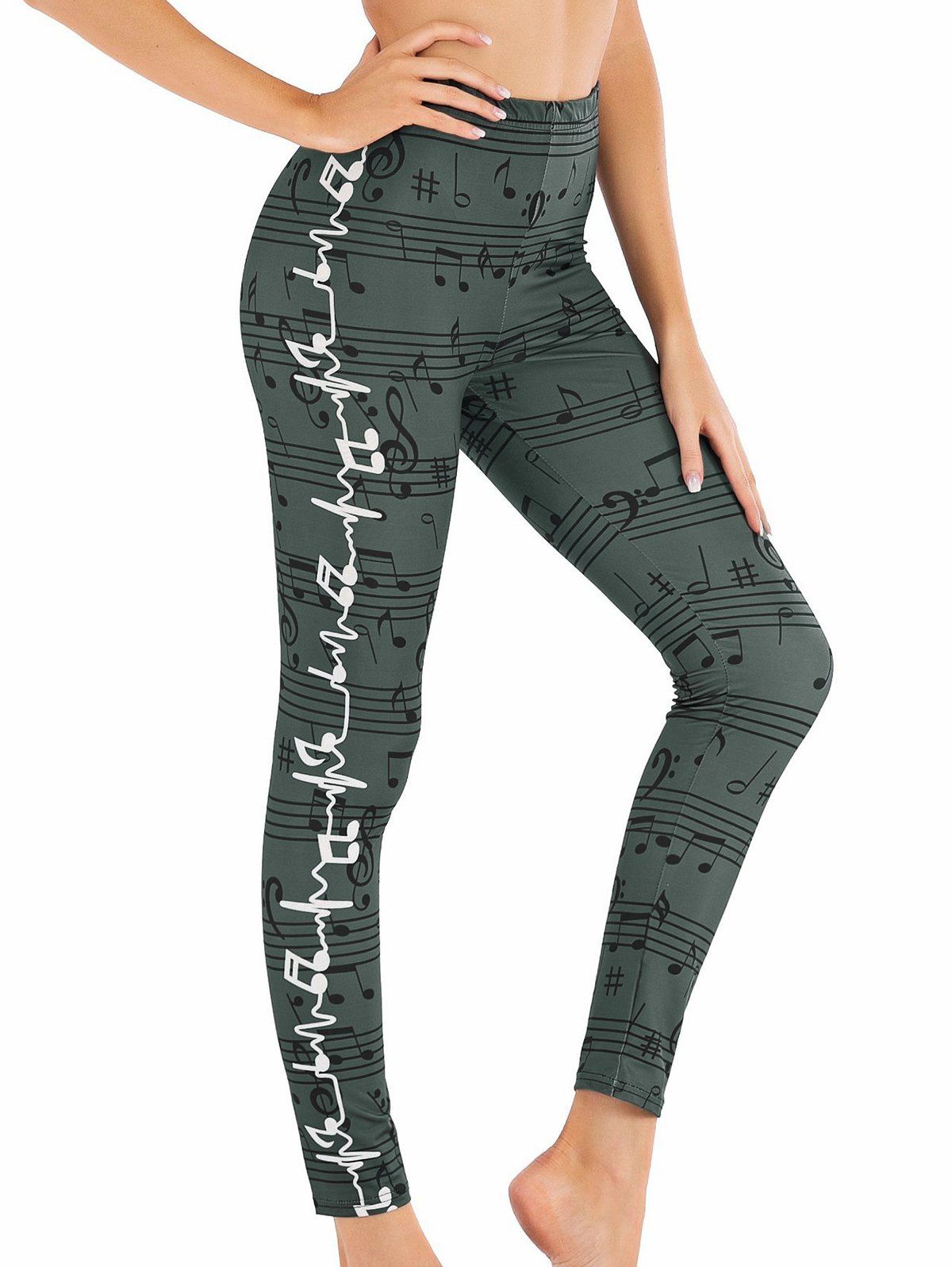 

Musical Note High Rise Skinny Leggings, Gray