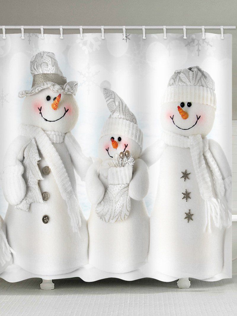 

Christmas Snowmans Waterproof Shower Curtain, Crystal cream