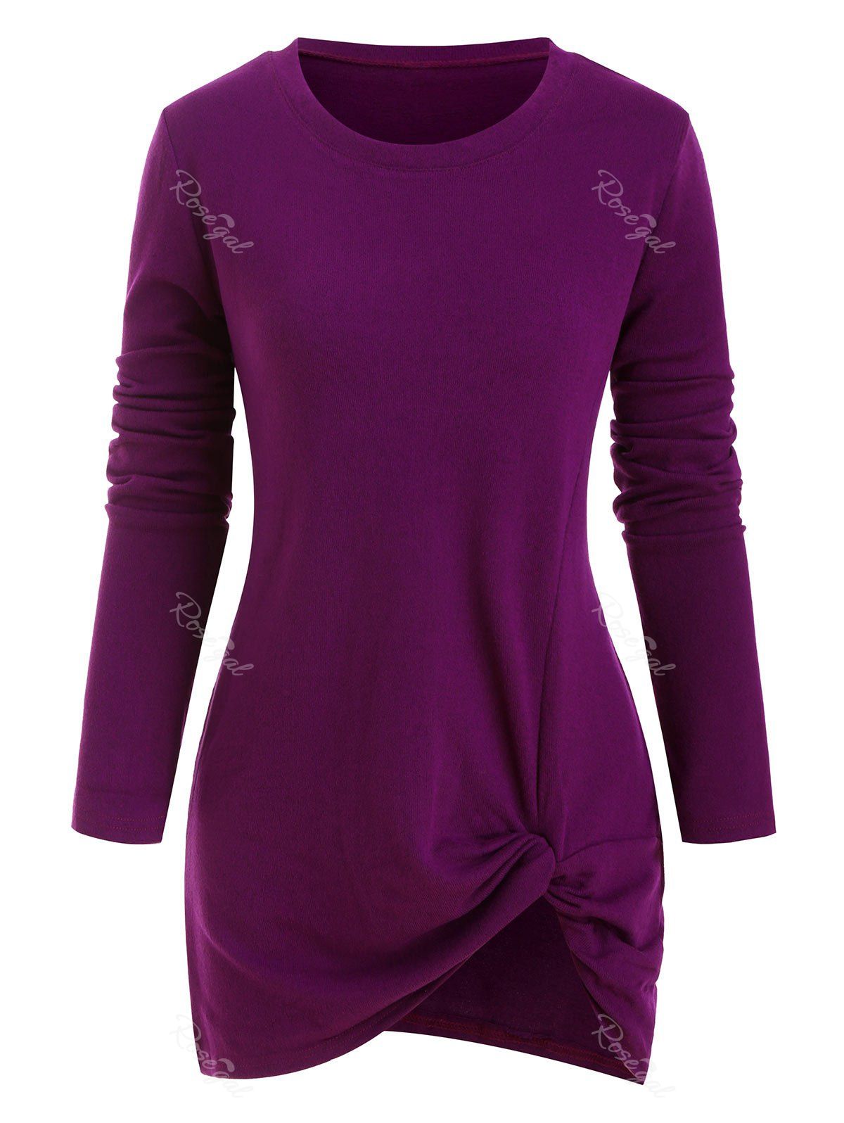 

Plus Size Space Dye Front Twist T Shirt, Medium violet red