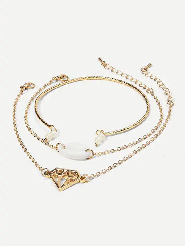 

Shape Diamond Faux Pearl Shell Bracelets Set, Gold