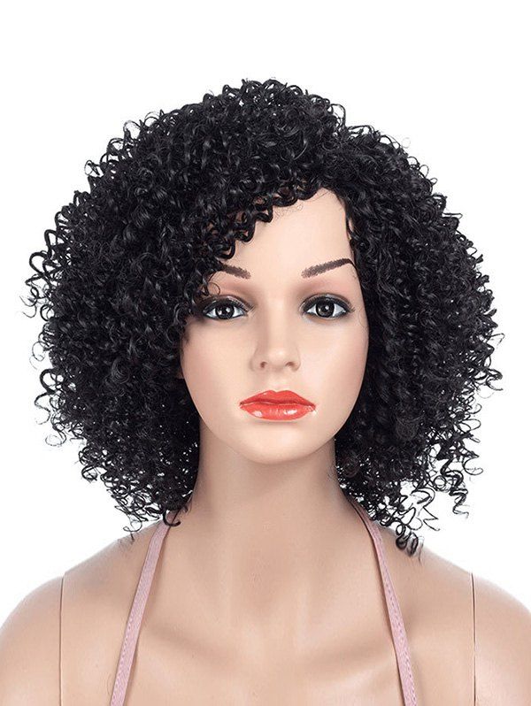 [37% OFF] Side Part Afro Cul Wild Curl Medium Synthetic Wig | Rosegal