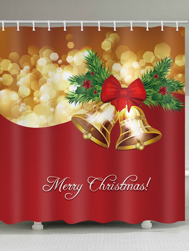 25 Off Christmas Bell Waterproof Shower Curtain Rosegal