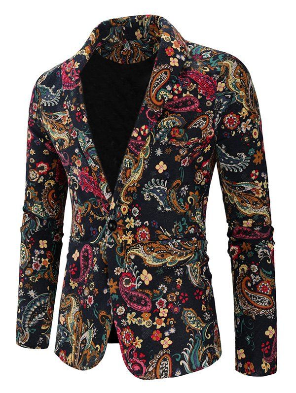 

Paisley Floral Print Single Button Blazer, Multi-b