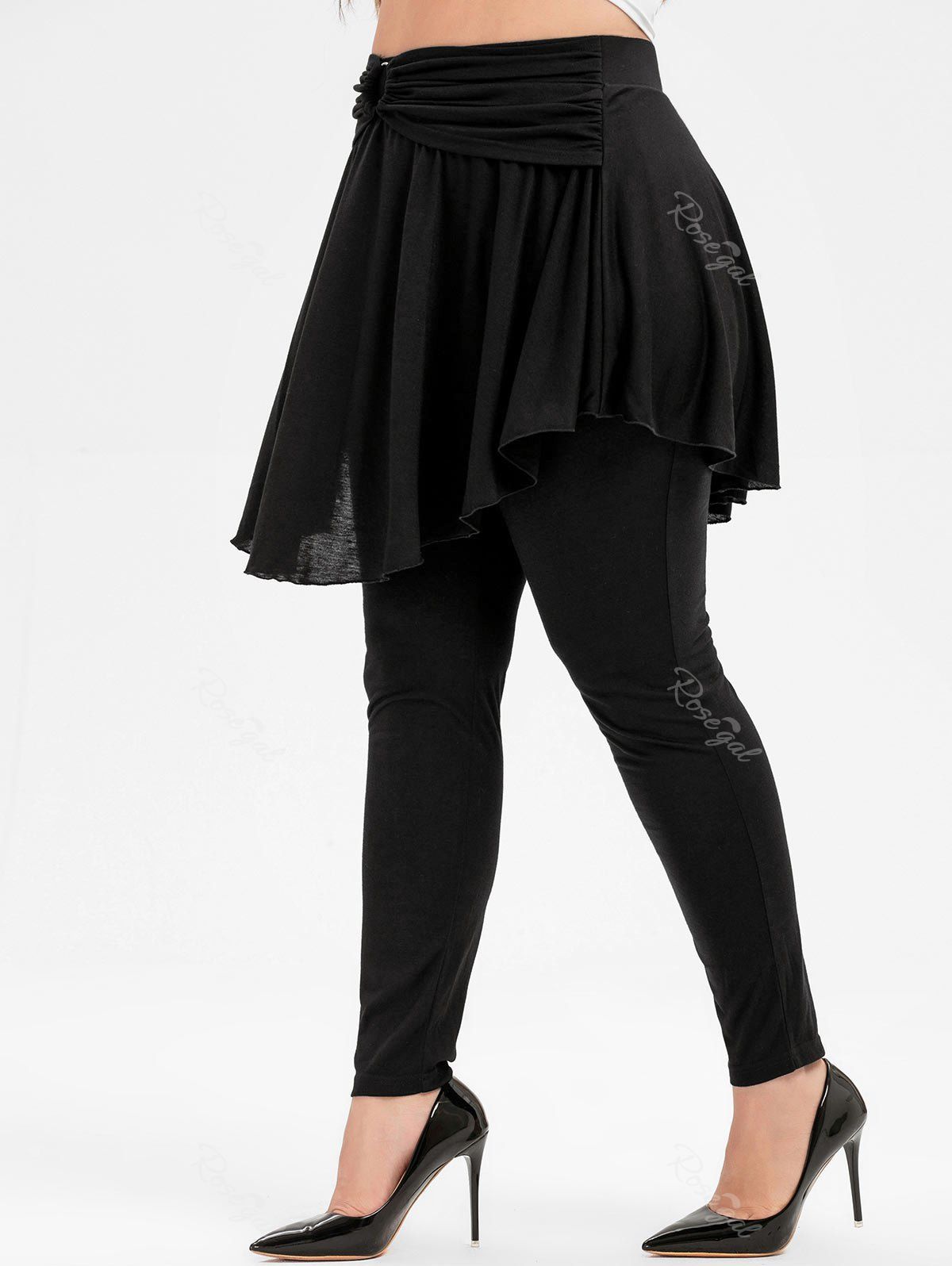 

Plus Size High Waisted Skirted Pants, Black